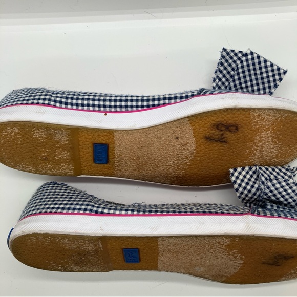 Keds Blue Gingham Slip-on Sneaker with Bow - Picture 4 of 5